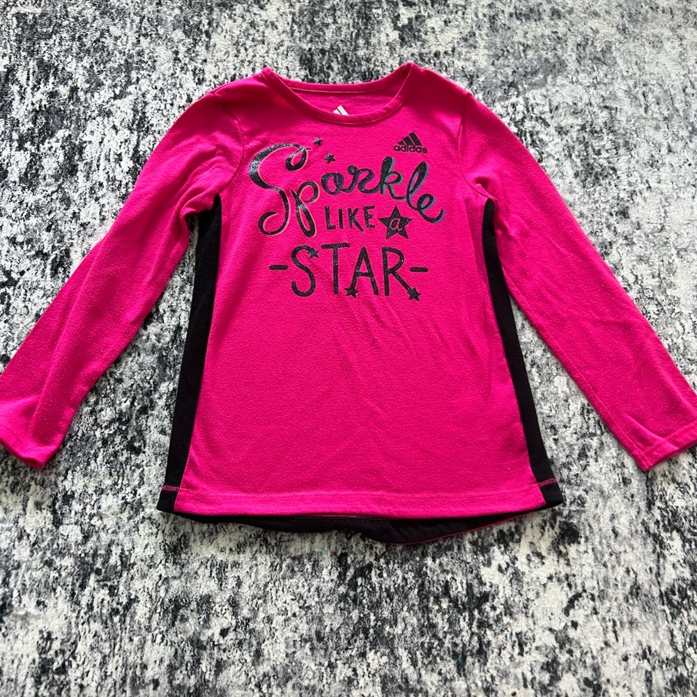 Adidas Kids Fuchsia 'Sparkle Like a Star' Long Sleeve Tee Size‎ 4